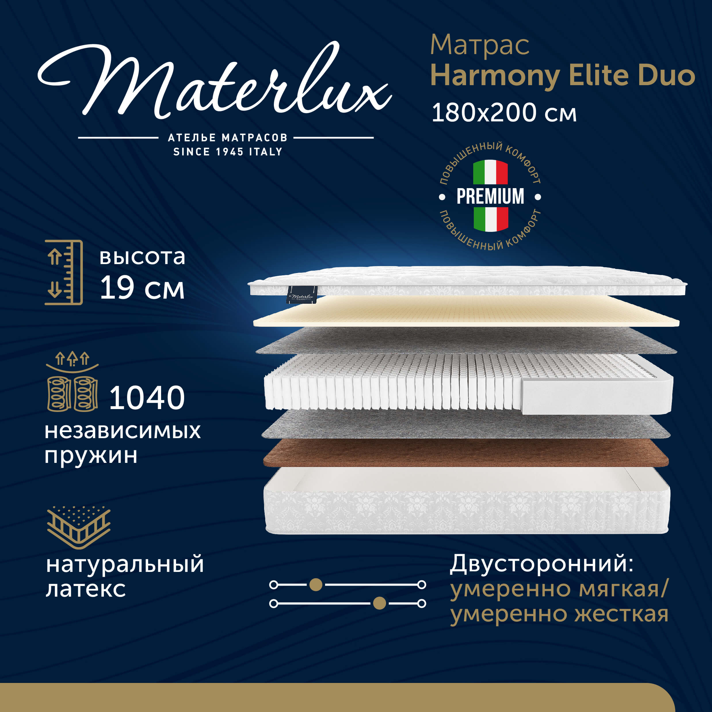 Матрас HARMONY ELITE DUO 180x200 - Materlux